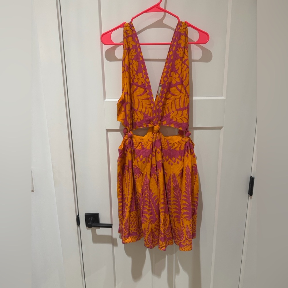 FARM Rio Orange and Pink Tropical Mini Dress